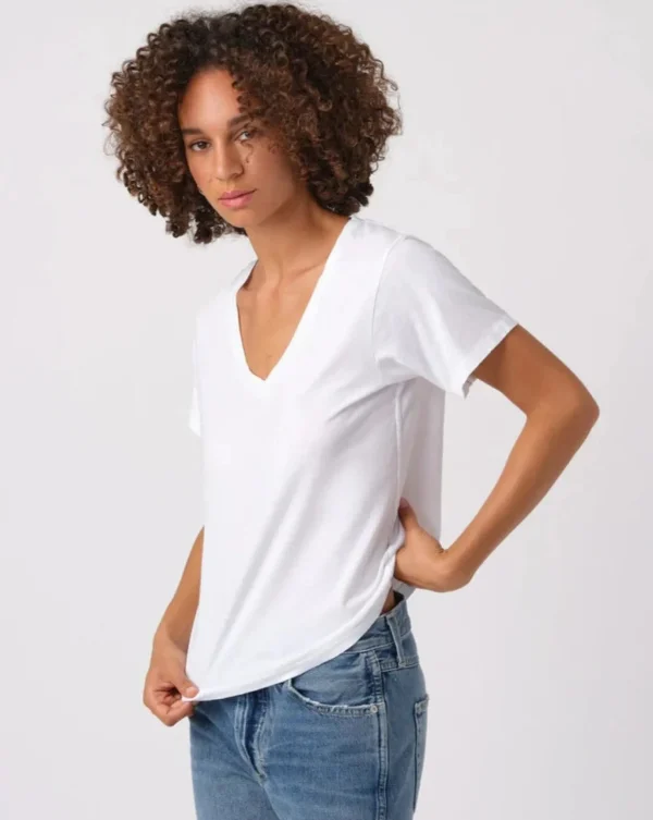 Tanks + Tees | AMO Sweetness V Neck White