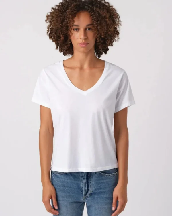 Tanks + Tees | AMO Sweetness V Neck White