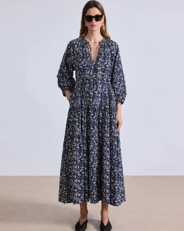 Dresses | Apiece Apart Luminile Tier Maxi Mira Floral Navy
