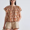 Shirts + Tops | Apiece Apart Patricia Flutter Sleeve Floras Dabu Spice