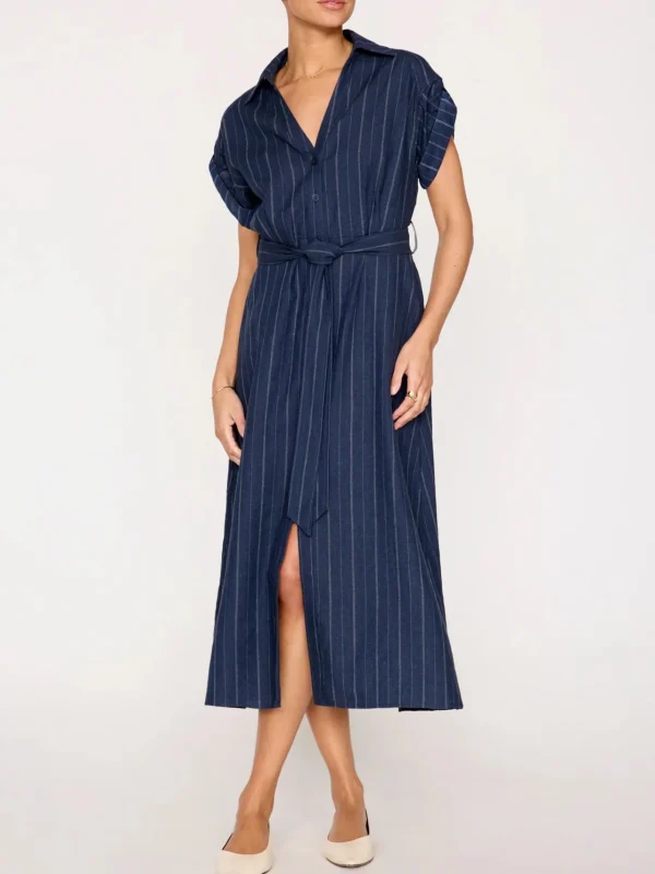 Dresses | Brochu Walker Fia Belted Navy Pinstripe Dress