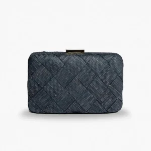 Bags | Thistle Hill Cosette Woven Straw Clutch Black