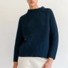 Sweaters | Demylee Daphne Solid Cotton Sweater Navy
