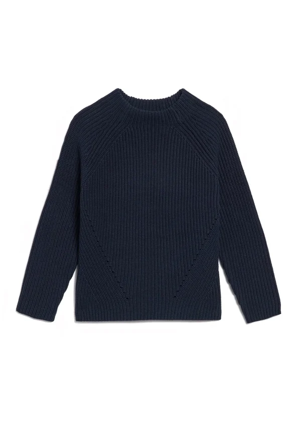 Sweaters | Demylee Daphne Solid Cotton Sweater Navy