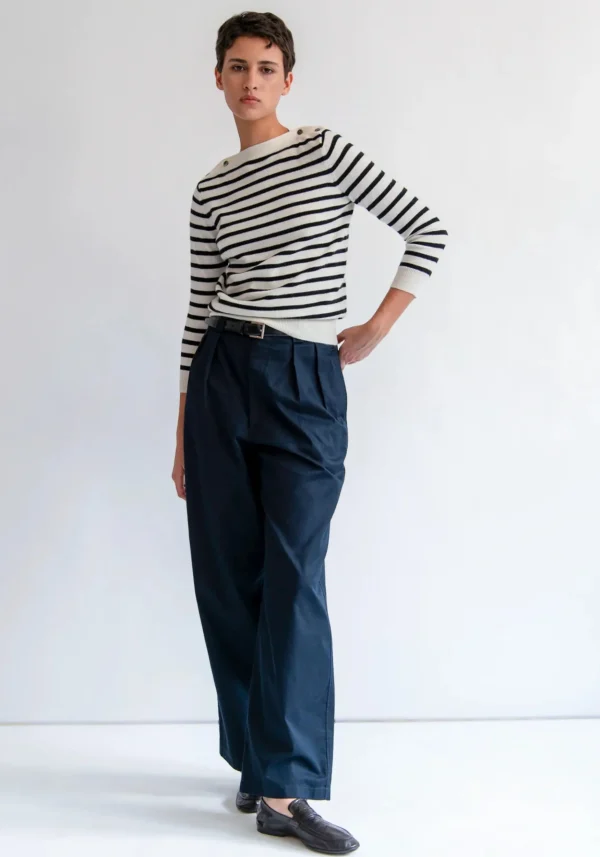Sweaters | Demylee Jamie Stripe Cashmere Sweater Ivory + Black