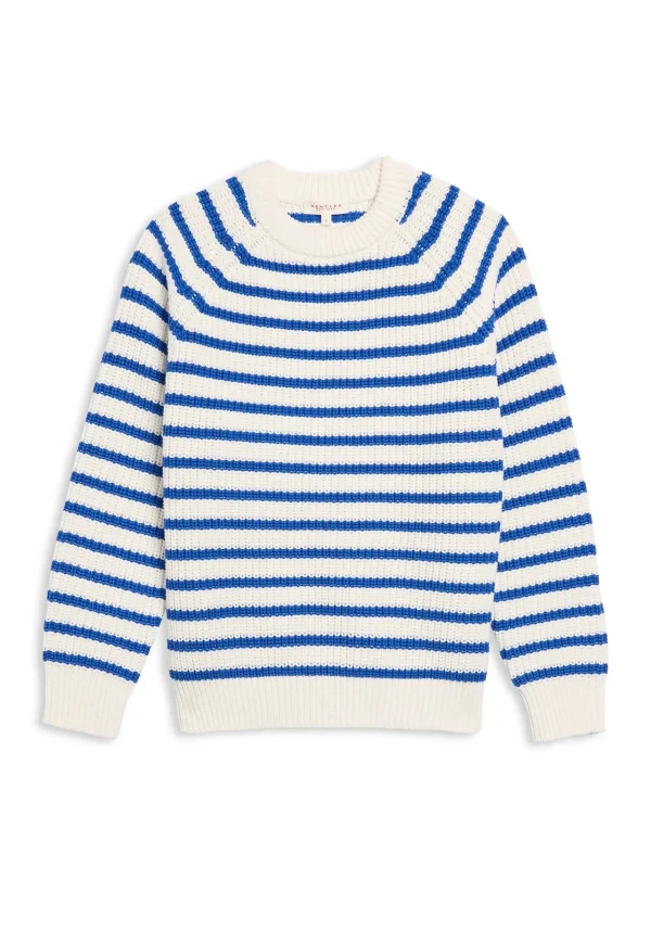Sweaters | Demylee Phoebe Stripe Cotton Sweater Off White + Blue