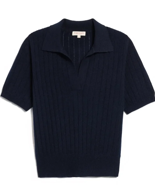 Sweaters | Shirts + Tops | Demylee Skylar Polo Cashmere Top Navy
