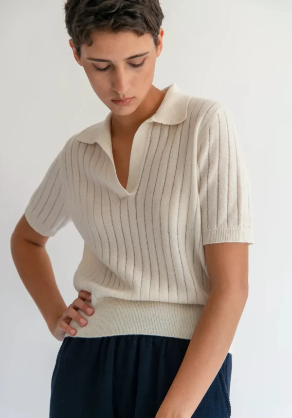 Sweaters | Shirts + Tops | Demylee Skylar Polo Cashmere Top Dark Heather Grey