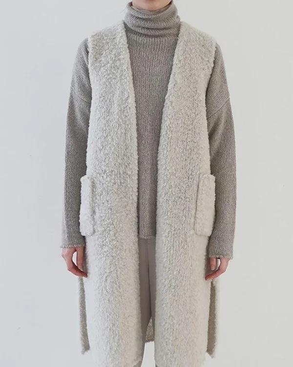 Sweaters | Evam Eva Boa Long Vest Antique White
