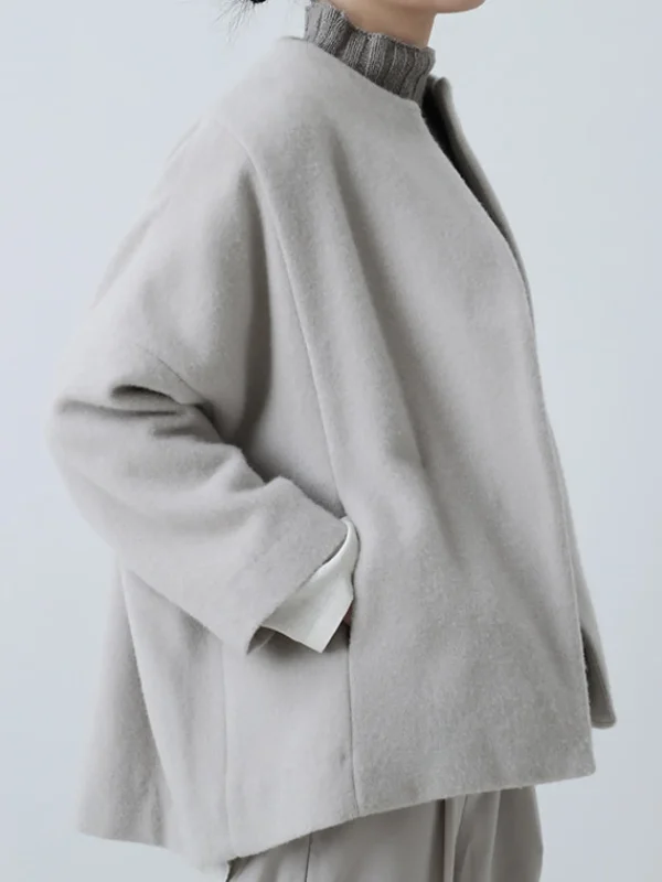 Outerwear | Evam Eva Cashmere Short Coat Grege