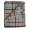 Throws | Evangeline 100% Merino Lambswool Patterned Throw Fog Plaid Multi