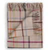 Throws | Evangeline 100% Merino Lambswool Patterned Throw Oatmeal Plaid Multi