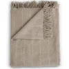 Throws | Evangeline 100% Merino Lambswool Throw Pinstripe Oatmeal