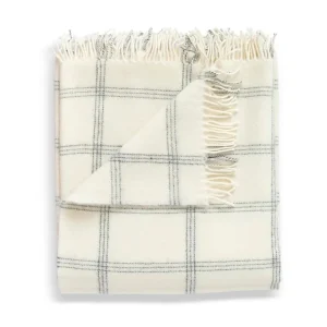 Throws | Evangeline Baby Alpaca + Merino Lambswool Throw Windowpane Pearl