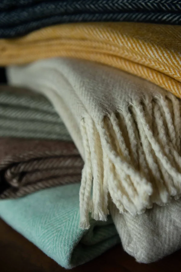 Throws | Evangeline Cotton Herringbone Throw Seaglass