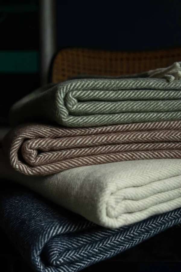 Throws | Evangeline Cotton Herringbone Throw Deep Blue