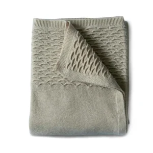Throws | Evangeline Linen Scalloped Knit Throw Oatmeal