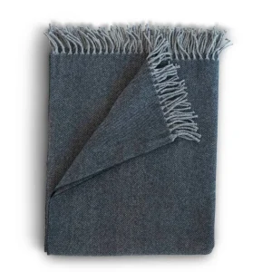 Throws | Evangeline Merino Herringbone Throw Midnight