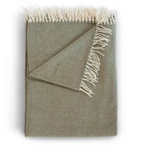 Throws | Evangeline Merino Herringbone Throw Lichen