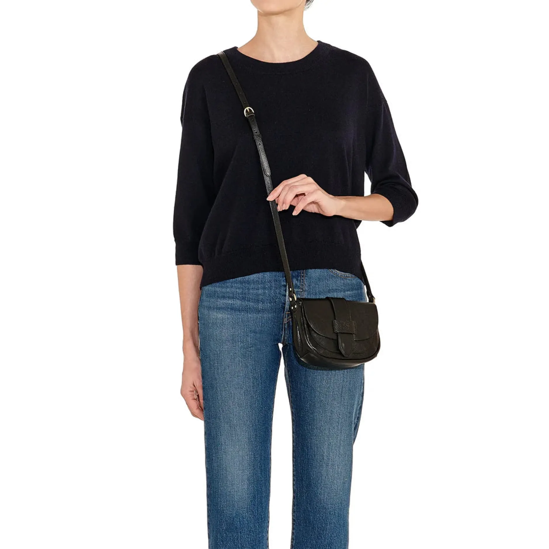 fausta_small_crossbody_bl_1.webp Bags | Il Bisonte Fausta Small Crossbody Black with Brass Hardware