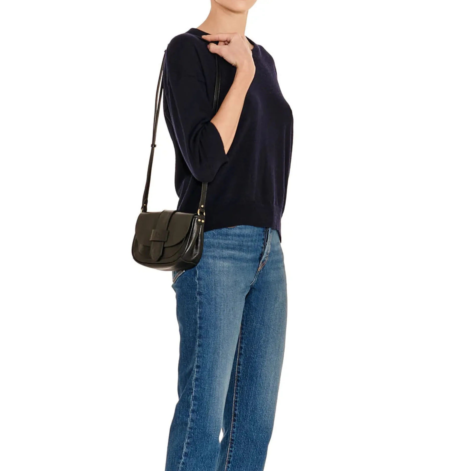fausta_small_crossbody_bl_3.webp Bags | Il Bisonte Fausta Small Crossbody Black with Brass Hardware
