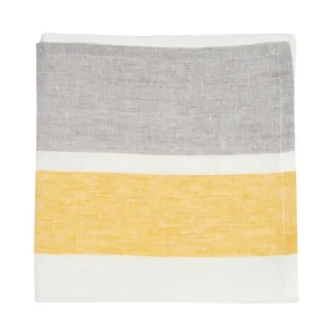 Linens | Tabletop | Thistle Hill Grey & Dijon Bold Stripe Linen Napkins Set of 4