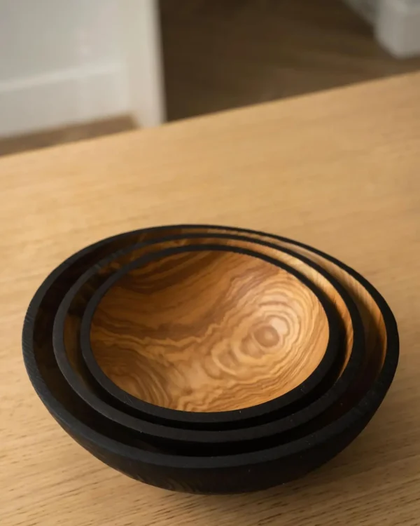 Home Decor | Pillows | Thistle Hill Hand-Carved Charred Wooden Nesting Bowl Set