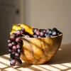 Home Decor | Pillows | Thistle Hill Hand-Carved Tall Walnut Wood Bowl
