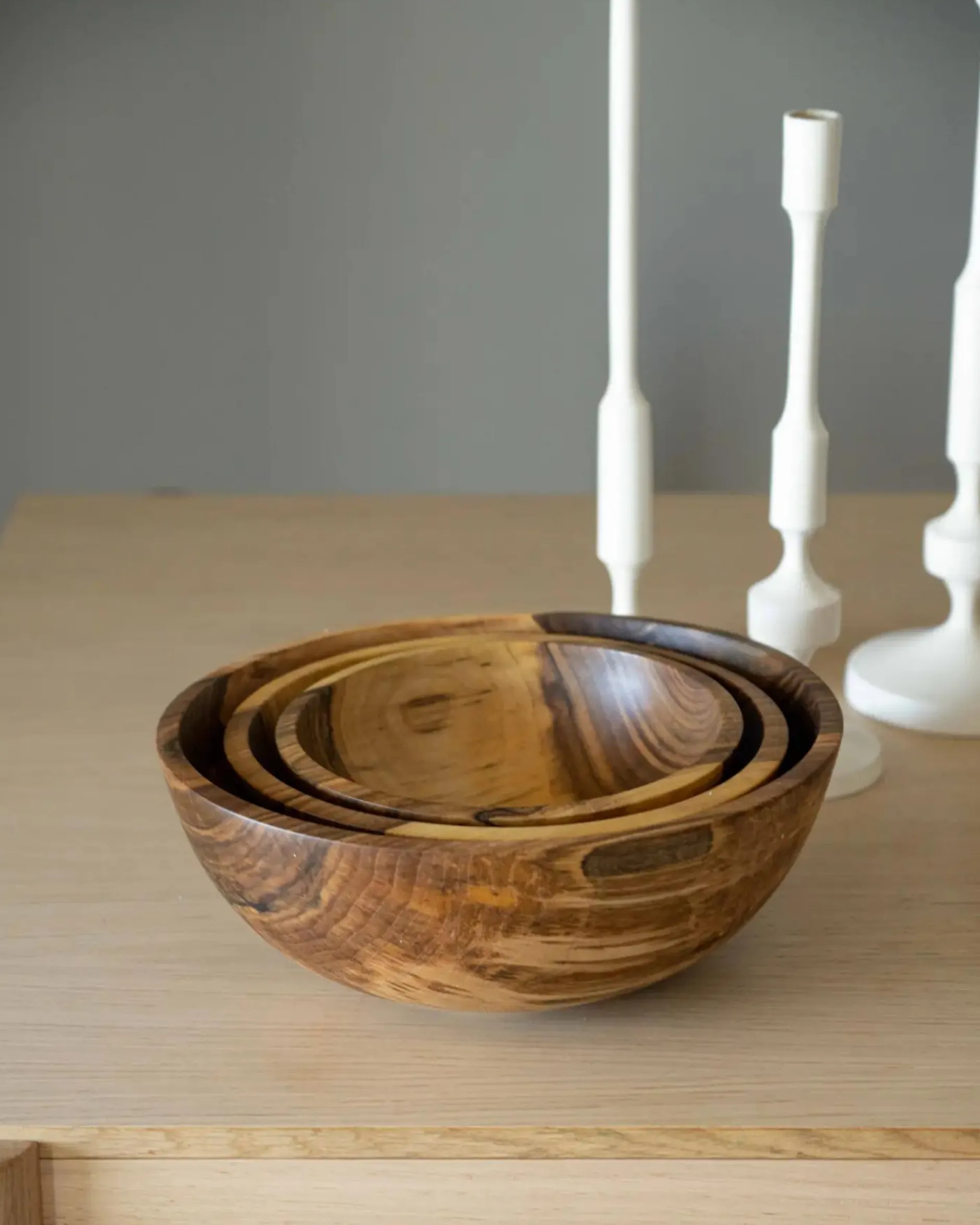 handcarved_wooden_nesting_2.webp Home Decor | Pillows | Thistle Hill Hand-Carved Wooden Nesting Bowl Set
