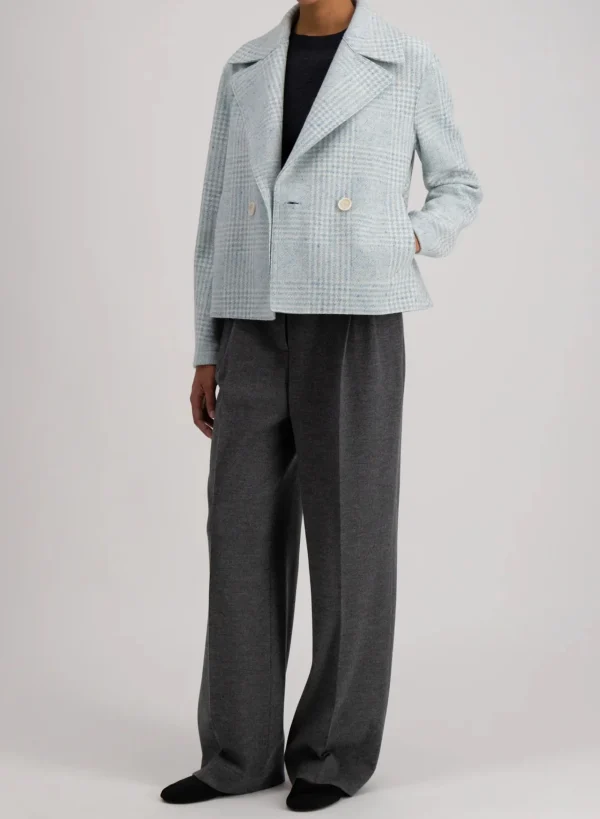 Outerwear | Harris Wharf London Cropped Peacoat Wool & Silk P.o.W. Azure