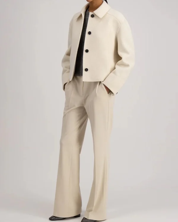 Outerwear | Harris Wharf London Cropped Coach Jacket Boiled Wool Natural Off White