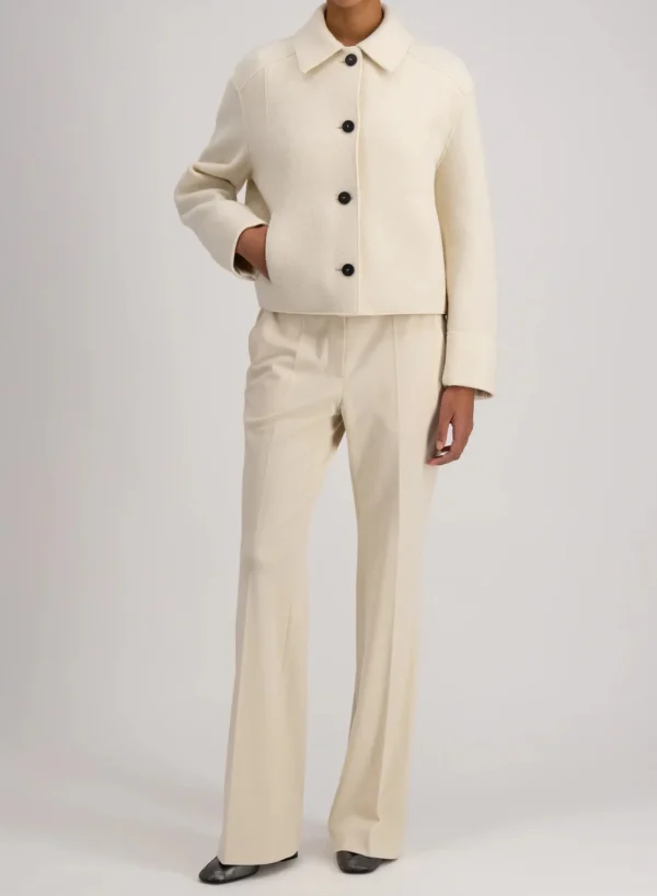Outerwear | Harris Wharf London Cropped Coach Jacket Boiled Wool Natural Off White