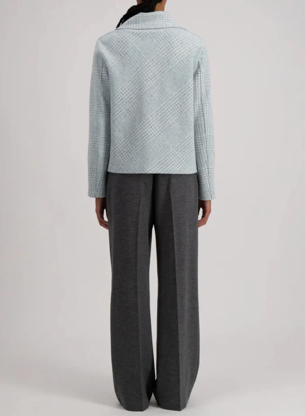 Outerwear | Harris Wharf London Cropped Peacoat Wool & Silk P.o.W. Azure