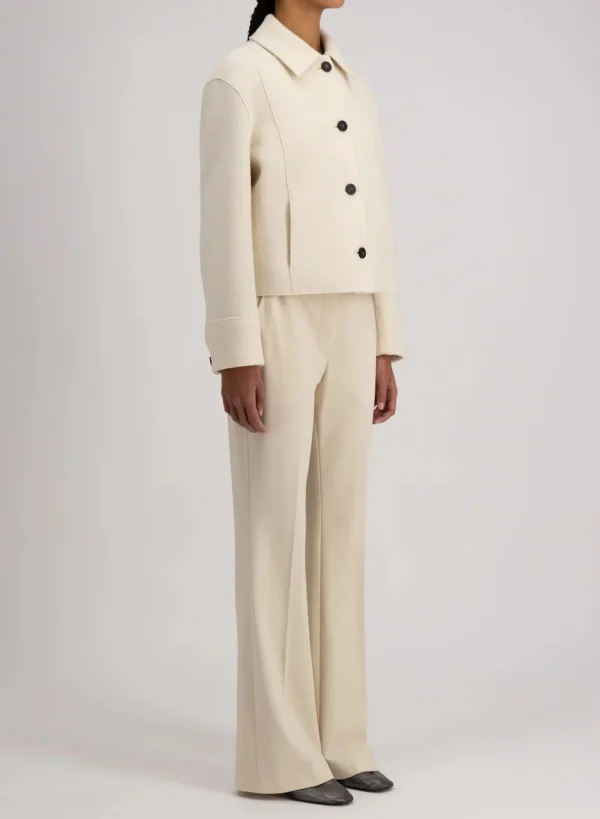 Outerwear | Harris Wharf London Cropped Coach Jacket Boiled Wool Natural Off White