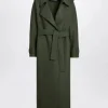 Outerwear | Harris Wharf London Long Maxi Coat Pressed Wool Hunting Green
