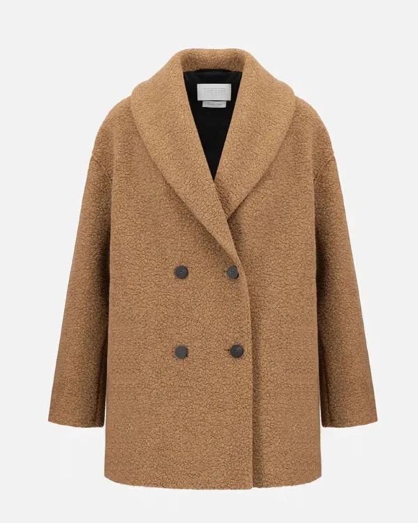 Outerwear | Harris Wharf London Shawl Collar D. B. Jacket Boucle Teddy Brown