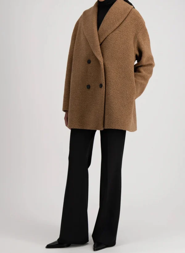 Outerwear | Harris Wharf London Shawl Collar D. B. Jacket Boucle Teddy Brown