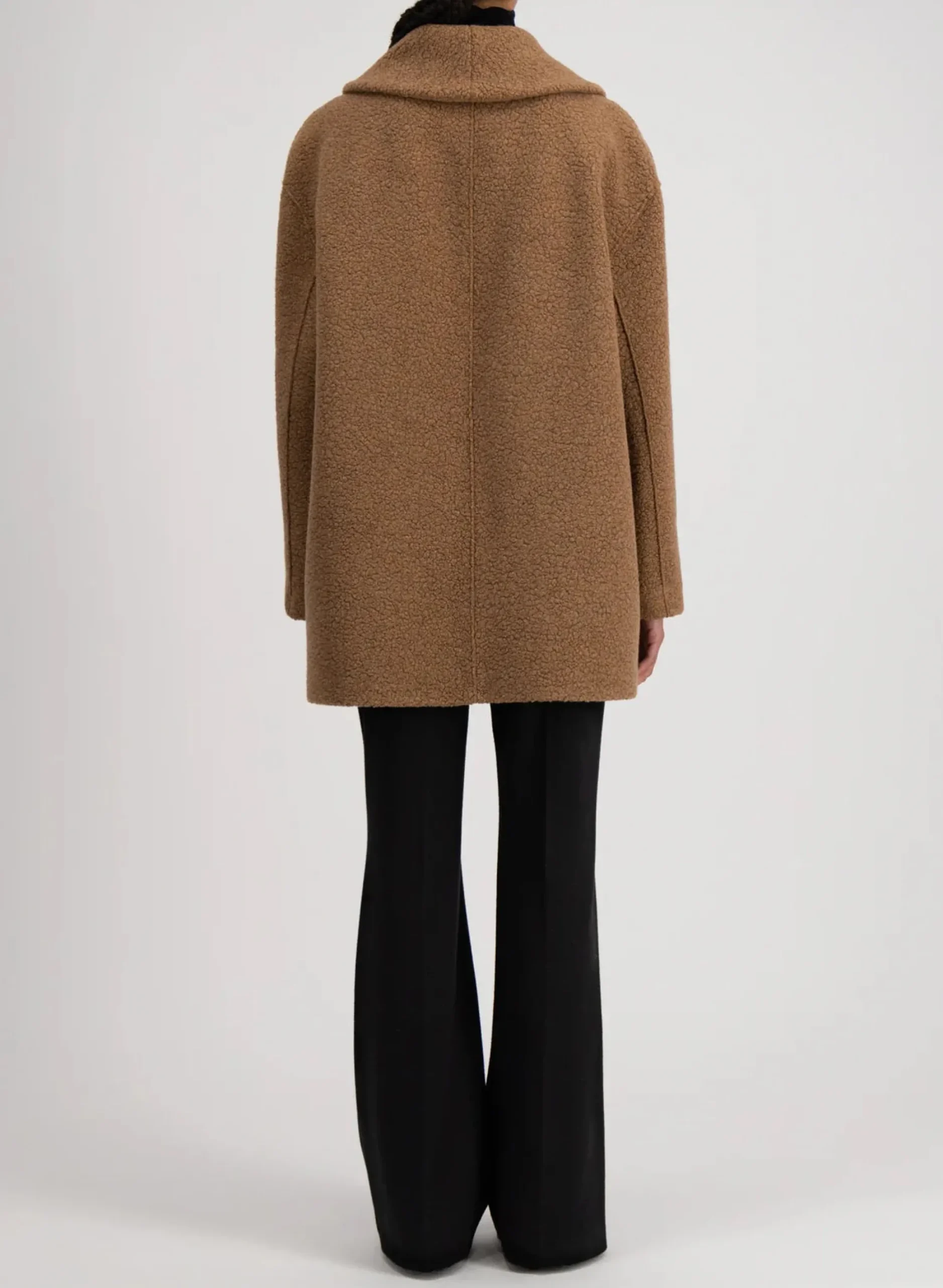 harris_wharf_london_shawl_4.webp Outerwear | Harris Wharf London Shawl Collar D. B. Jacket Boucle Teddy Brown