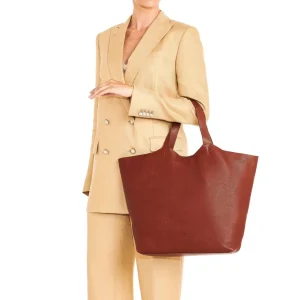 Bags | Il Bisonte Le Laudi Tote Bag in Vintage Leather Dark Brown Seppia