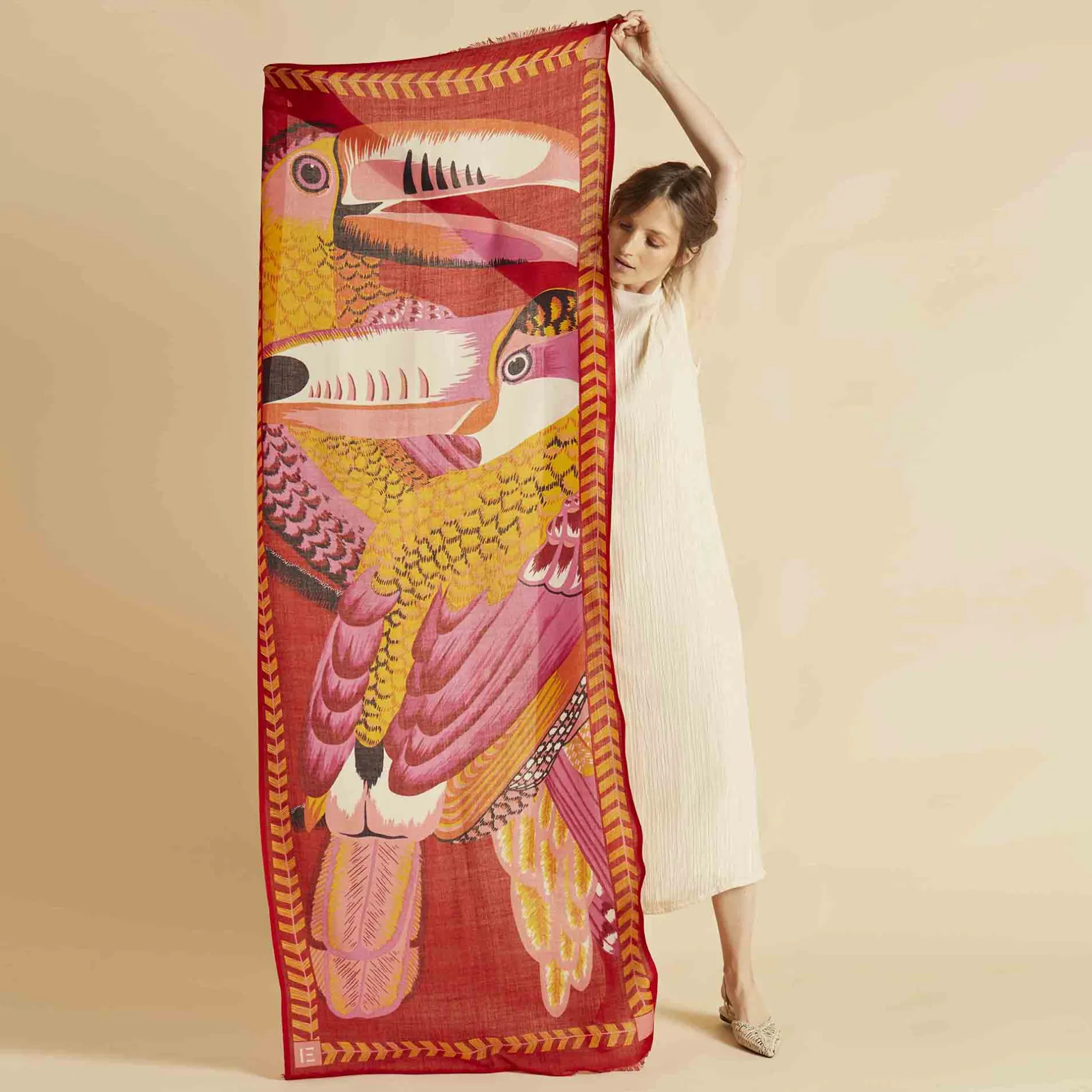 inoui_editions_scarf__tou_0.webp Scarves | Inoui Editions Scarf 70 Toucan Red