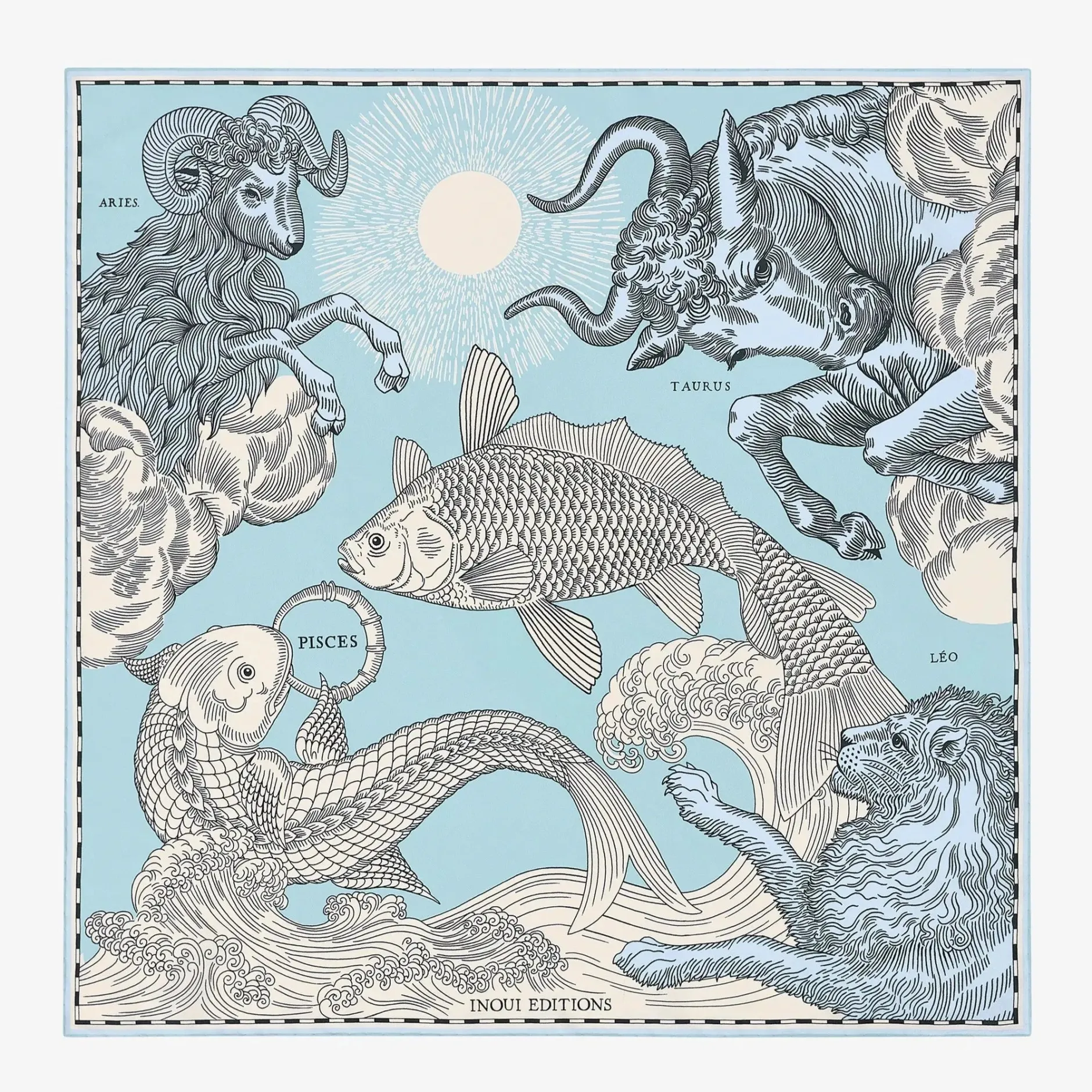 inoui_editions_square__as_0.webp Scarves | Inoui Editions Square 65 Astro Pisces Blue