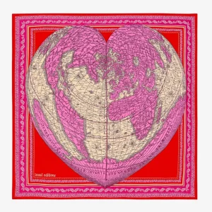 Scarves | Inoui Editions Square 65 Mappemonde Pink