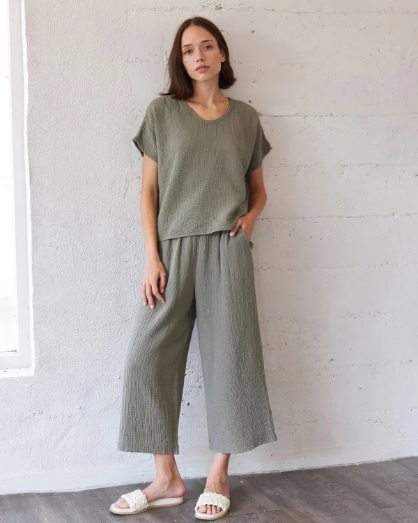 Pants | It is Well L.A. Easy Wide Gauze Pant Olive