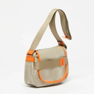 Bags | Jack Gomme Paris Petit Gaby Linen Satchel Natural + Orange