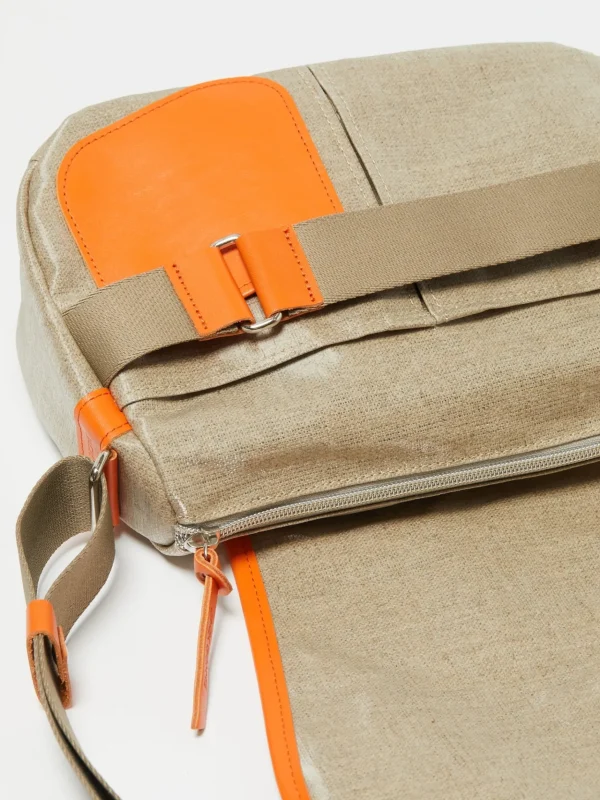Bags | Jack Gomme Paris Petit Gaby Linen Satchel Natural + Orange