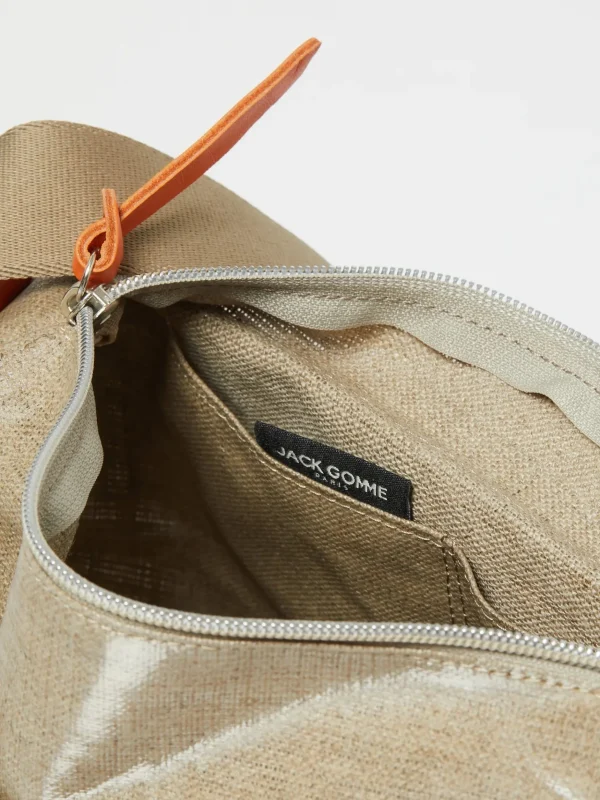 Bags | Jack Gomme Paris Petit Gaby Linen Satchel Natural + Orange