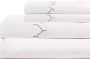 Sheets | John Robshaw Stitched Cotton Percale Sheeting Gray