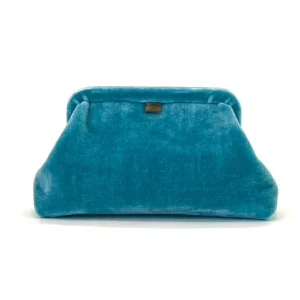 Bags | Marian Paquette Liette Velvet Clutch Aqua