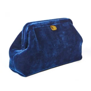 Bags | Marian Paquette Liette Velvet Clutch Navy Blue