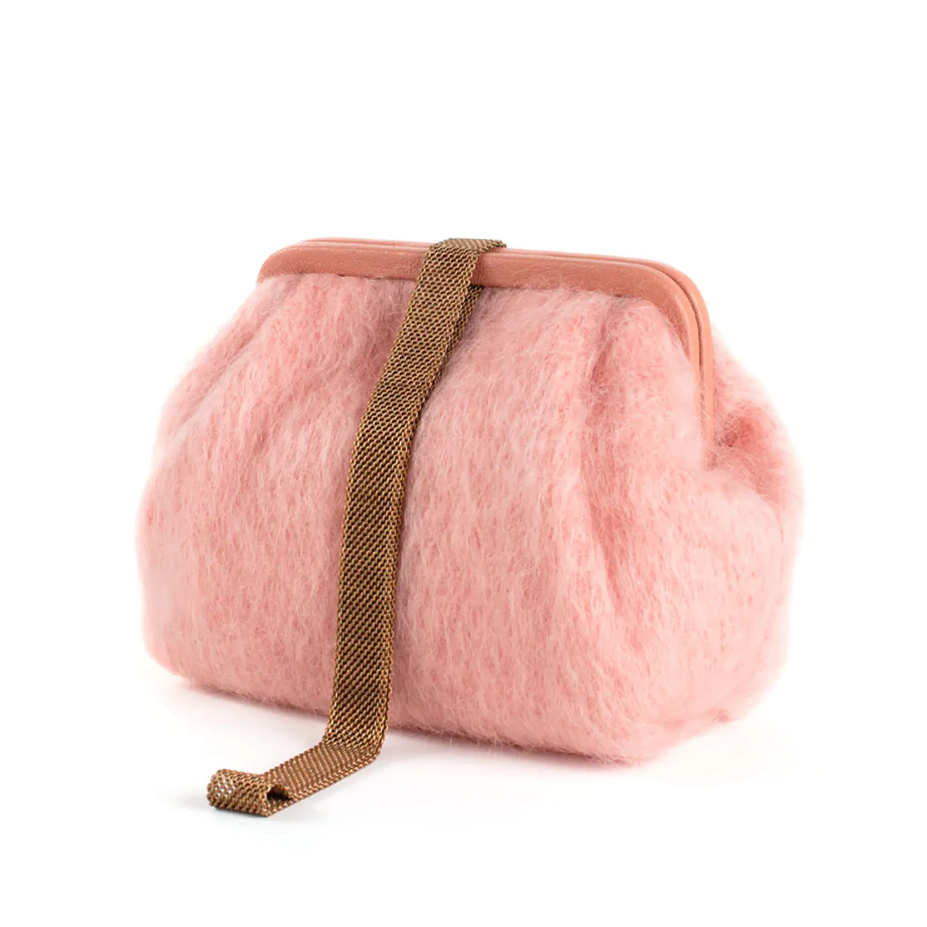 marian_paquette_susan_moh_0-1.webp Bags | Marian Paquette Susan Mohair Clutch with Vintage Chain Blush